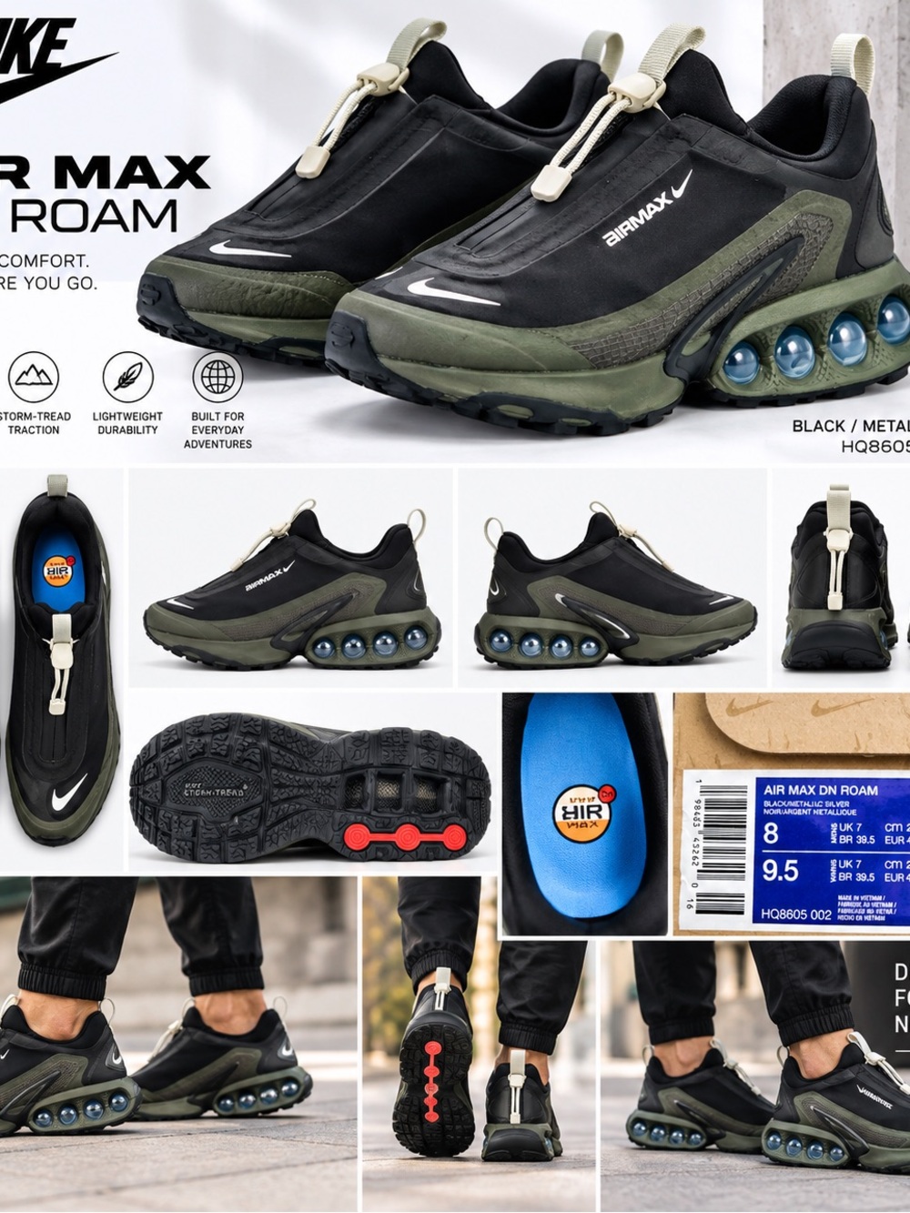 Nike Air Max DN Roam Slip-On Sneakers - Black & Olive